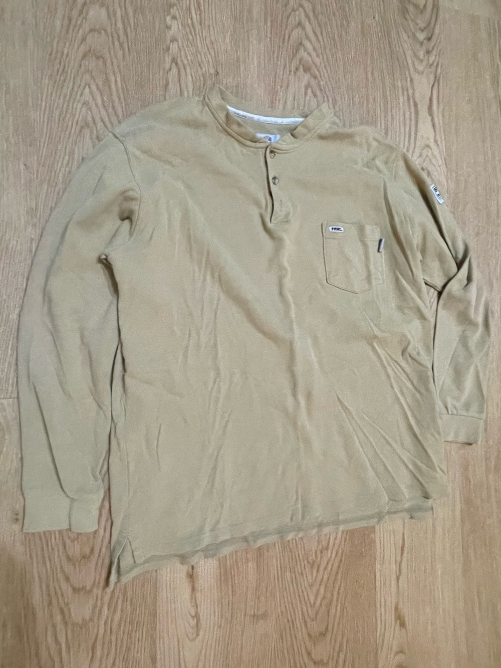 Men's Long-Sleeve Henley Shirt in Tan